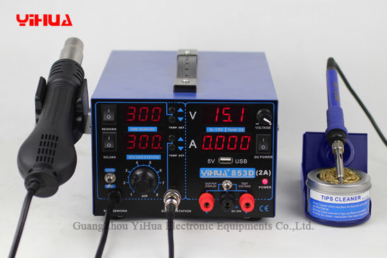 YIHUA 853D 2A with USB 3 IN 1 soldering station rework station iron handle