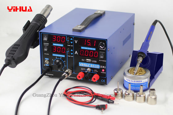 YIHUA 853D 2A with USB 3 IN 1 soldering station rework station iron handle