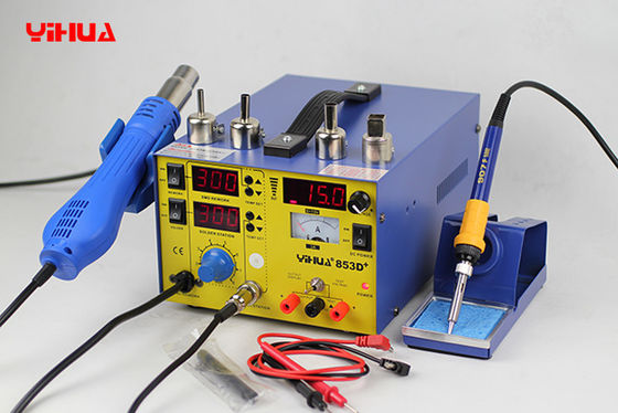 YIHUA 853D+ 3 In 1 Hot Air Mobile Phone Rework Station , Lead Free Soldering Rework Stations
