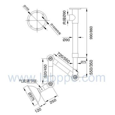 SHP83-Lab Fume Extractor/Exhaust,Aluminumalloy,Ceiling mounted,wall mounted